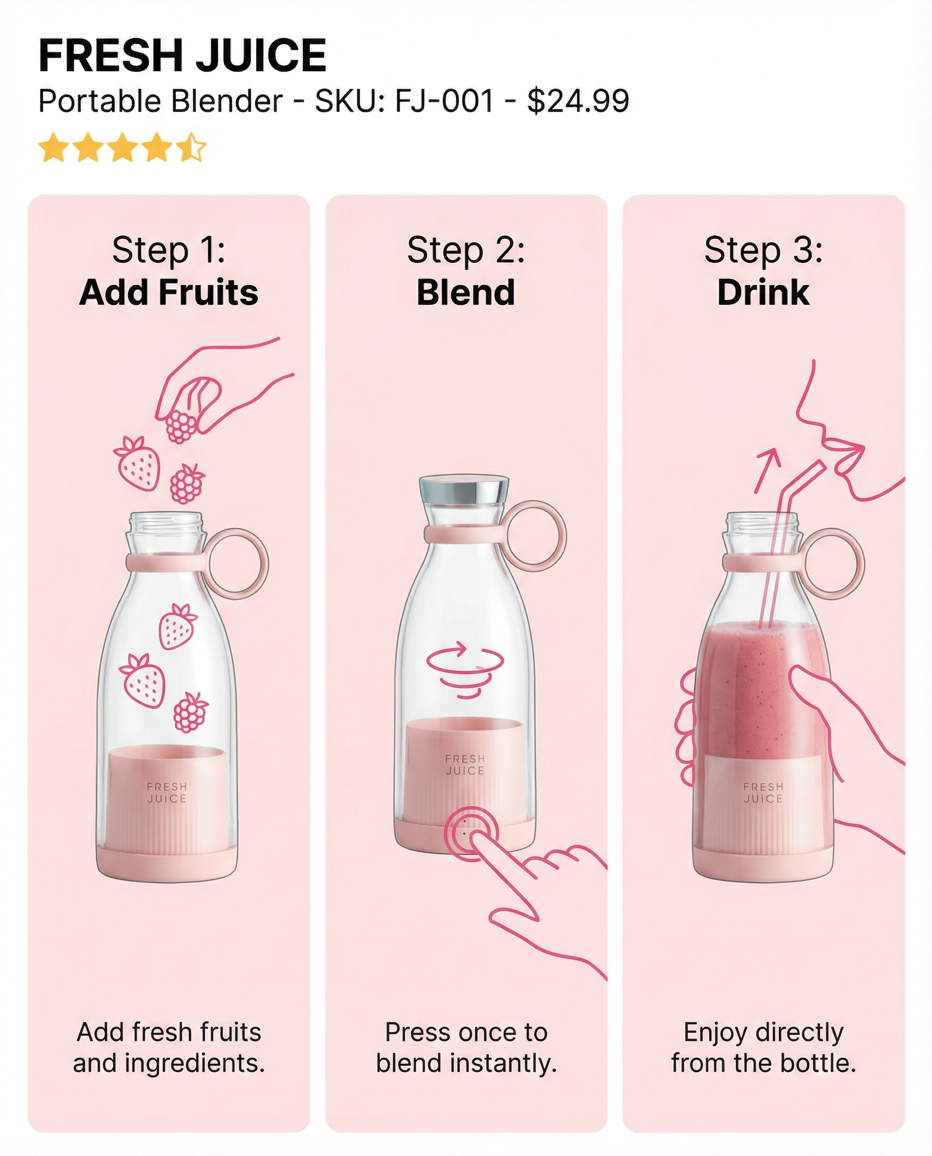 BlendGo™ Portable USB Juicer Bottle